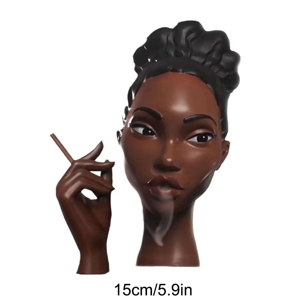 Headscents-Head Incense Burner Black Woman Resin Incense Censer Incense Stick Holder for Living Room Bedroom Office