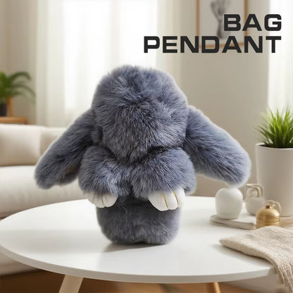 1PC 15CM Cartoon Rabbit Keychain Ring Fluffy Real Fur Pompon Bunny Trinket Key Chain Charm Cute Key Ring on Bag Car Key Pendant