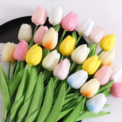 10PCS Artificial Tulips Flower Realistic Touch Tulip Flowers Fake Tulips Flowers for Home Table Vase Decor Wedding DIY Bouquet