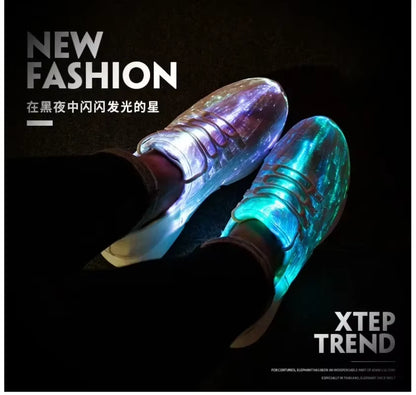 Girls&Boys Kids Fiber Optic Fabric Light up Shoes Children Flashing Adults Glowing USB Rechargeable Luminous Men Women Sneakers