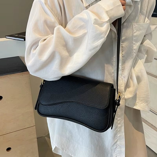 Vintage PU Leather Crossbody Bags for Women Red Lychee Pattern Flap Shoulder Bag Simple Fashion Satchels Handbags and Purses