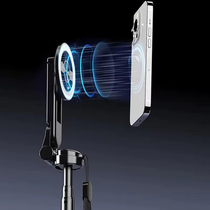 4-In-1 Multifunctional Magnetic Mini Selfie Stick with 360° Rotation Wireless Bluetooth Control Magnetic Phone Holder