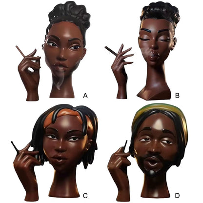Headscents-Head Incense Burner Black Woman Resin Incense Censer Incense Stick Holder for Living Room Bedroom Office