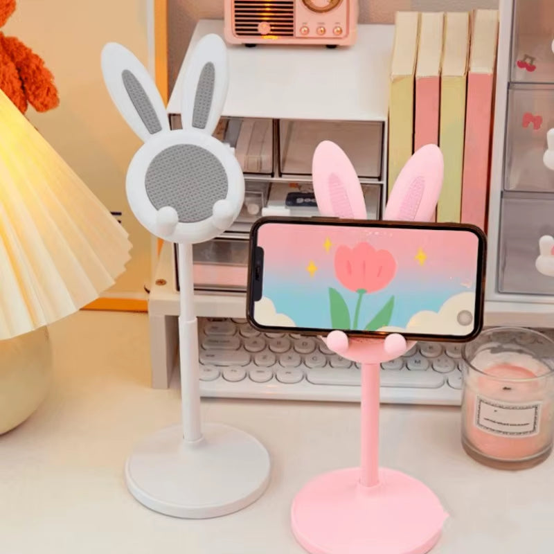 Cute Rabbit Mobile Phone Stand Adjustable Desktop Holder for Iphone Samsung Xiaomi Ipad Switch Desk Office Home Portable Stand