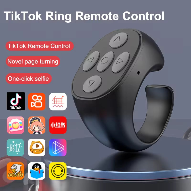 2025 Bluetooth Tiktok Remote Control Ring Gadget Flipping Selfie Fingertip Controller Give Likes 4 Buttons 10M for Iphone Xiaomi