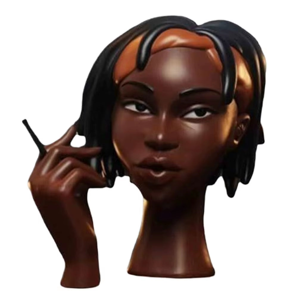 Headscents-Head Incense Burner Black Woman Resin Incense Censer Incense Stick Holder for Living Room Bedroom Office