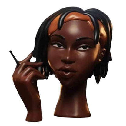 Headscents-Head Incense Burner Black Woman Resin Incense Censer Incense Stick Holder for Living Room Bedroom Office