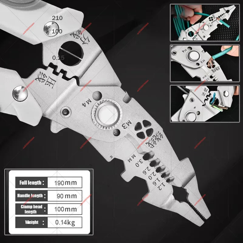 Electrician Wire Stripping Pliers Specific Crimper Cable Cutter Electricians Multifunctional Stripping Crimping Pliers Tool 1PCS