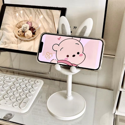 Cute Rabbit Mobile Phone Stand Adjustable Desktop Holder for Iphone Samsung Xiaomi Ipad Switch Desk Office Home Portable Stand